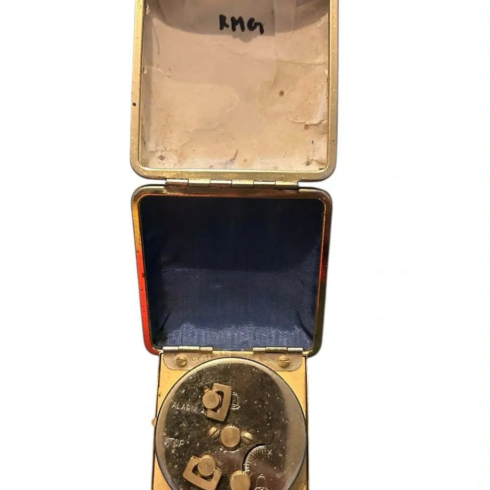 Vintage Elgin Blue and Gold Alarm Clock